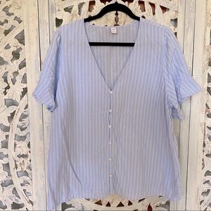 Old Navy Blue Striped Short Sleeve Blouse XL